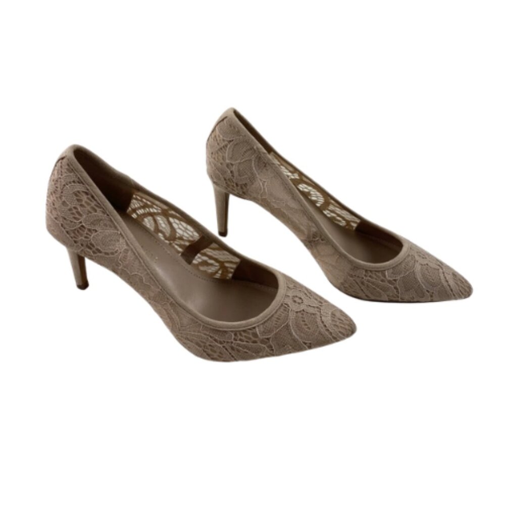 Women Stiletto Heels Nude Lace Pointed Toe Elegant – Size 7.5